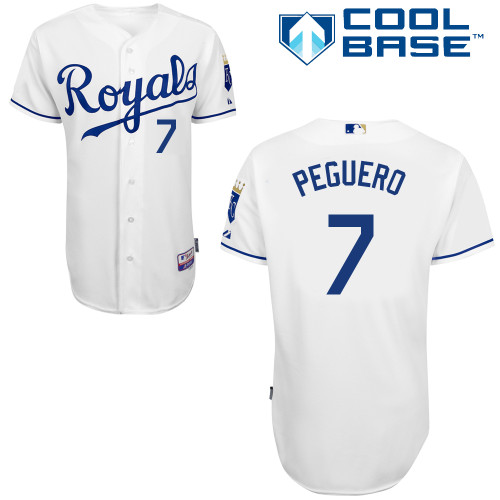 Carlos Peguero #7 MLB Jersey-Kansas City Royals Men's Authentic Home White Cool Base Baseball Jersey